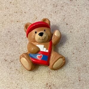 Hallmark Brown Bear Brooch with Red and Blue Accents
